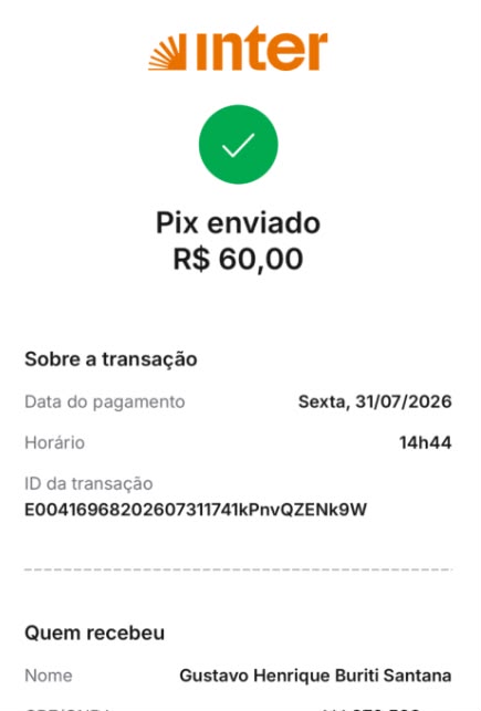 Pix enviado · R$ 40,00